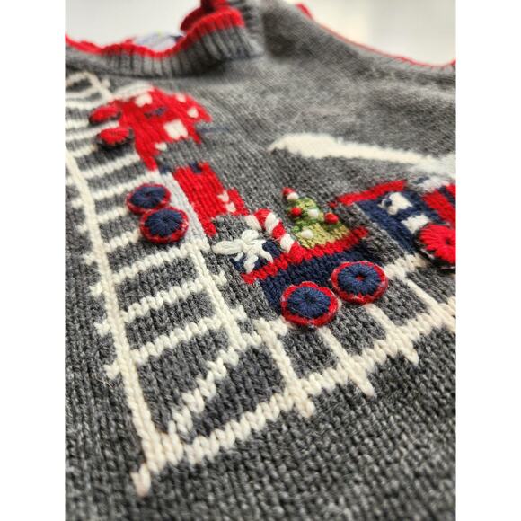 Vintage Greendog Holiday Train Sweater Vest | Baby 12 Months | Christmas Classic - Picture 3 of 7